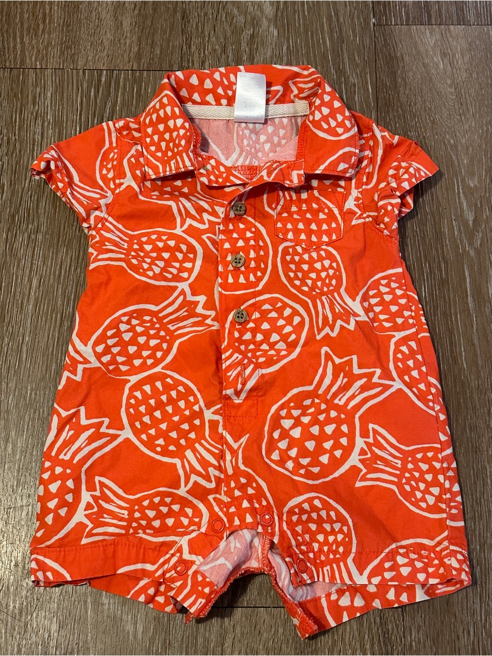 Carter's Coral and White Pineapple Print Romper